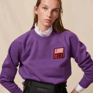 Sandro Purple Love Logo Crew Neck Sweater